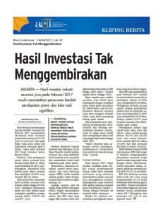 Bisnis indonesia – 10/04/2017, hal. 22 Hasil Investasi Tak