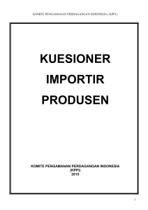 Kuesioner Importir KPPI - Komite Pengamanan Perdagangan