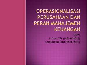 operasionalisasi perusahaan dan peran manajemen keuangan