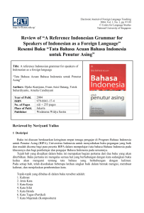 A Reference Indonesian Grammar for Speakers of Indonesian as a