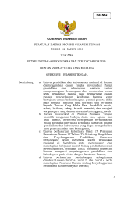 Peraturan Daerah Provinsi Sulawesi Tengah Nomor 2 Tahun 2014