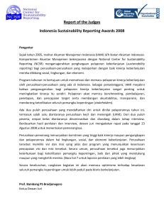 Report of the Judges Indonesia Sustainability Reporting Awards 2008