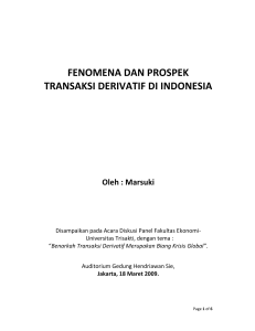 fenomena dan prospek transaksi derivatif di indonesia