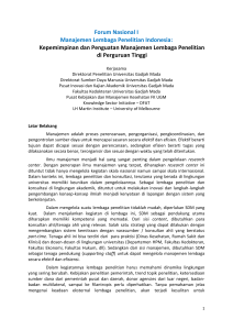 Forum Nasional I Manajemen Lembaga Penelitian Indonesia