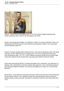 16 Juli : Eksekusi Nicolai II Rusia