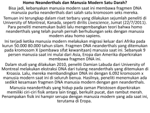 Homo Neanderthals dan Manusia Modern Satu Darah