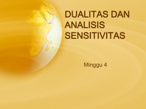 DUALITAS (Post Optimal) dan ANALISIS SENSITIVITAS