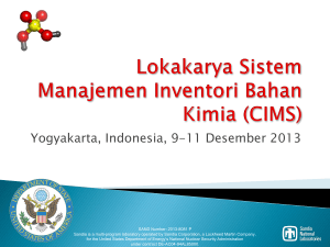 Chemical Inventory Management System (CIMS) Workshop