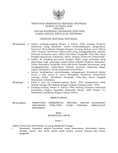 peraturan pemerintah republik indonesia nomor 38 tahun 2002