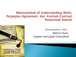 Memorandum of Understanding (MoU), Perjanjian/Agreement dan
