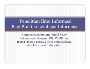 Penelitian Ilmu Informasi Bagi Praktisi Lembaga Informasi - e-LIS