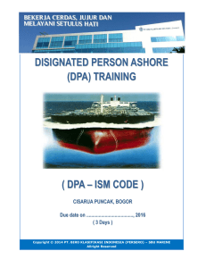 disignated person ashore (dpa) training ( dpa – ism code )