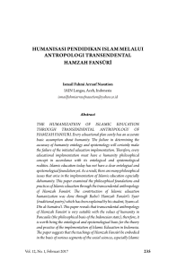 humanisasi pendidikan islam melalui antropologi transendental