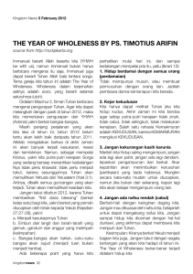 THE YEAR OF WHOLENESS bY PS. TIMOTIUS ARIFIN