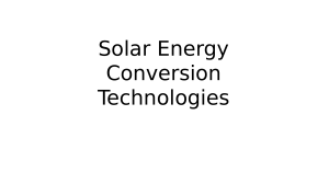 Solar Energy Conversion Technologies