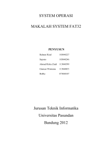 SYSTEM OPERASI MAKALAH SYSTEM FAT32 Jurusan Teknik