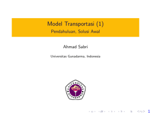 Model Transportasi (1) - Pendahuluan, Solusi Awal
