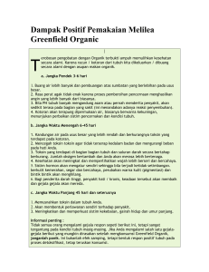 Dampak Positif Pemakaian Melilea Greenfield Organic