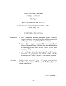 PERATURAN BANK INDONESIA NOMOR : 1/8/PBI/1999 TENTANG