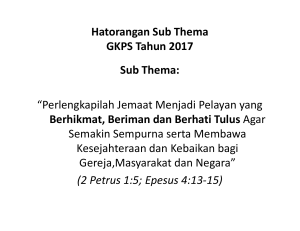 Hatorangan Sub Thema GKPS Tahun 2017 Sub Thema