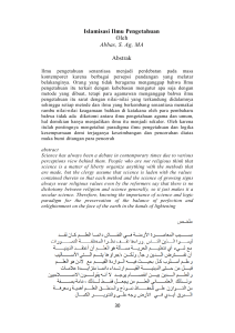 Islamisasi Ilmu Pengetahuan Oleh Abbas, S. Ag, MA Abstrak