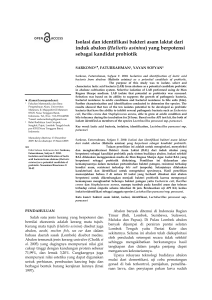 Isolasi dan identifikasi bakteri asam laktat dari induk abalon (Haliotis