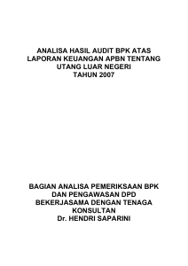catatan atas hasil pemerinksaan bpk tahun anggaran 2009 atas