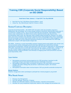Training CSR (Corporate Social Responsibility) Based on ISO 26000
