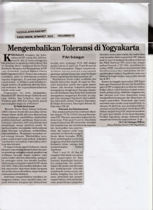 Mengembalikan Tioleransi di Yogyakarta