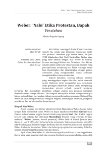Weber: `Nabi` Etika Protestan, Bapak Verstehen