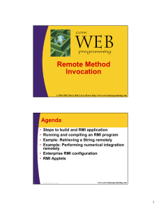 Remote Method Invocation - Core Web Programming: Course Notes
