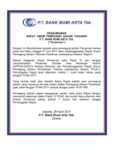Jakarta, 28 April 2017 P.T. Bank Bumi Arta Tbk. Direksi