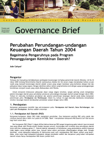Perubahan Perundangan-undangan Keuangan Daerah Tahun 2004