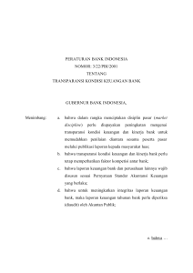PERATURAN BANK INDONESIA NOMOR: 3/22/PBI/2001