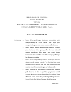 peraturan bank indonesia nomor: 9/13/pbi/2007 tentang kewajiban