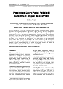 Perolehan Suara Partai Politik di Kabupaten Langkat Tahun 2009