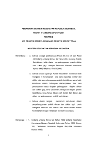 PMK 512-2007 Izin Paktek dan Pelaksanaan Praktik Kedokteran