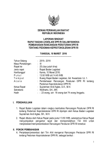 dewan perwakilan rakyat republik indonesia laporan