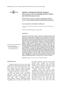 A ( d Aktifitas (Pterocar dan Klebs Antimik rpus indic siella pne kroba