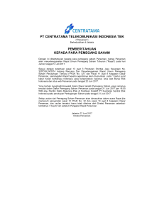 pt centratama telekomunikasi indonesia tbk pemberitahuan kepada