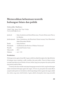 Memecahkan kebuntuan teoretik hubungan Islam dan politik