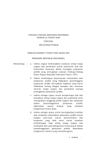 Undang-undang No. 25 Tahun 2009 tentang Pelayanan Publik