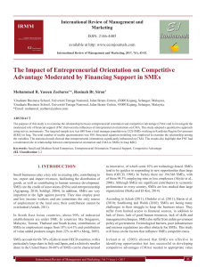 The Impact of Entrepreneurial Orientation on Competitive Advantage Moderated by Financing Support in SMEs[#355402]-367049