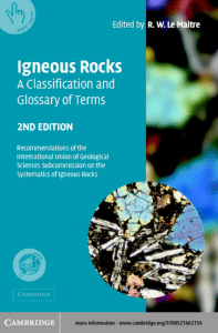 R. W. Le Maitre, International Union of Geological Sciences. Subcommission on the Systematics of Igneous Rocks, A. Streckeisen - Igneous rocks  a classification and glossary of terms   recommendations