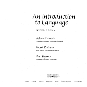 INTRODUCTION TO LANGUAGE 7TH EDDITION. victoria fromklin