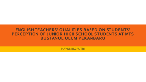 English Teachers’ Qualities Based on Students’