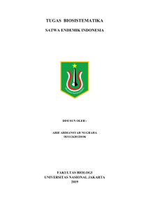 Makalah Biosistematika - Satwa Endemik Indonesia (Arie Ardiansyah Nugarah-183112620120106)