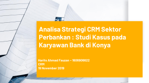 Evaluating of CRM Analytics in Banking Sector