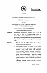 PP 33 th 2018 ttg Pelaksanaan Tugas dan Wewenang Gubernur