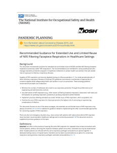 CDC - Recommended Guidance for Extended Use and Limited Reuse of N95 Filtering Facepiece Respirators in Healthcare Settings - NIOSH Workplace Safety and Health Topic